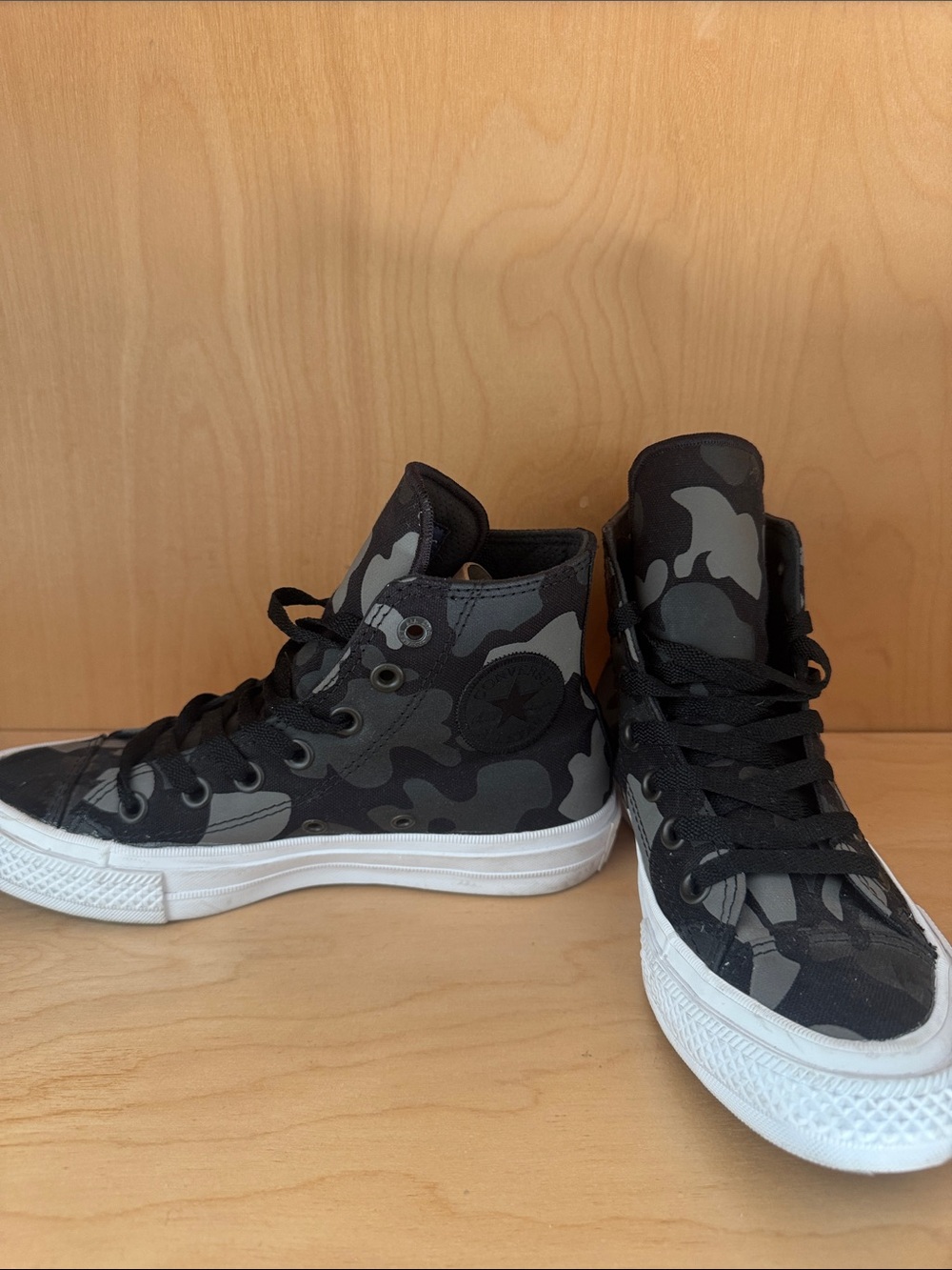 Converse High-Top Camouflage Sneakers - Black and Grey